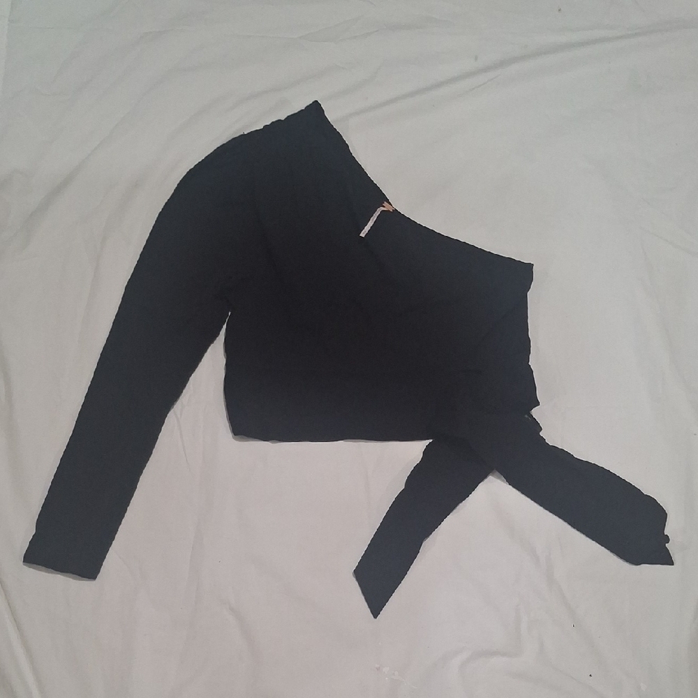 Free People Wome's Black One-Shoulder Crop Top Size M - Picture 4 of 10